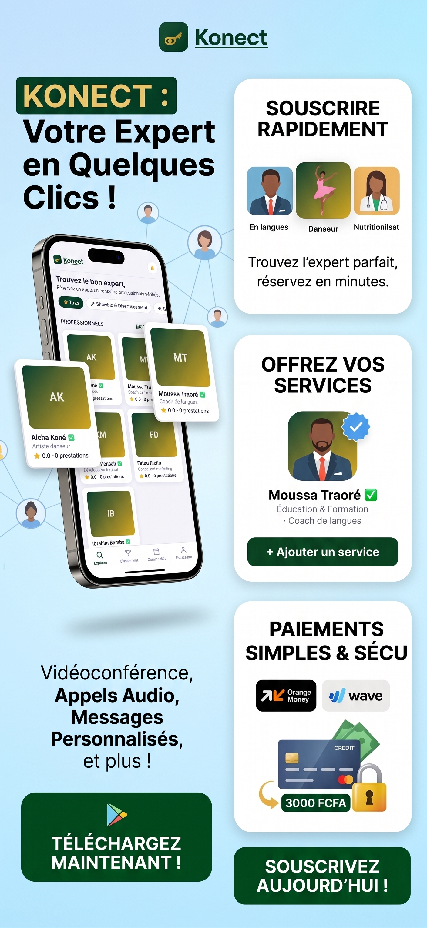 Écran Konect : trouver un expert et proposer ses services